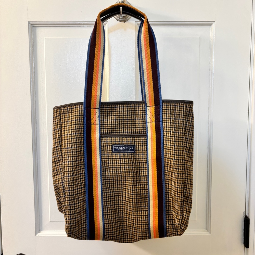 vineyard vines tweed snap gussett medium tote bag, Limited edition - Picture 4 of 7